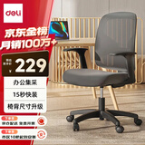 得力（deli）4900S 人体工学靠背办公椅/电脑椅/职员椅 可升降转椅舒棉坐垫 灰
