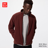 优衣库男装女装摇粒绒拉链茄克/长袖外套廓系夹克479792 19 酒红色 L /175/100A