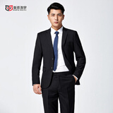海派浩宇 西服套装男士修身小西装商务正装微弹力套西伴郎服新郎结婚礼服 1695黑色【西服+西裤】 XL (175) 推荐110-130斤