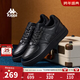 Kappa卡帕男鞋板鞋男冬季新款厚底小白鞋子男百搭休闲鞋情侣跑步运动鞋 黑色 36