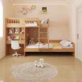 富贵猫（FUGUIMAO）错位型上下床交错式衣柜书桌一体儿童床子母高低小户型姐弟分隔床 上下铺+书桌+床垫*2 1200*1900