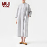 MUJI Labo 女式 棉双层纱织连衣裙 BFI92C3S 裙子 蓝色X条纹 XS-S（155/80A）