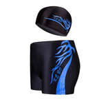 柯帛（KEBO）游泳裤泳帽套装 温泉 男士游泳衣平角大码速干二件套游泳装 蓝色 XXXL