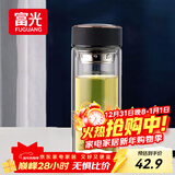 富光男女士双层玻璃杯 高硼硅玻璃304茶隔水杯子 带茶隔泡茶杯500ml