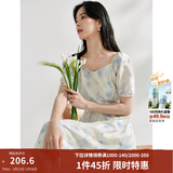 茵曼（INMAN）法式碎花高级感2025夏女新款休闲中长吊带连衣裙子 月蓝连衣裙-18424791 S
