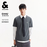 杰克·琼斯（JACK&JONES）26年男装四季打底T恤男士凉感透气多色情侣款短袖t恤水洗不易走形 合金灰C39 M 175