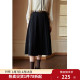 独束[神裙3.0版]独束大码女装高腰半身裙女秋冬微胖mm遮胯显瘦A字裙 静谧黑 2XL