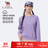 骆驼（CAMEL）长袖圆领套头卫衣女宽松休闲运动打底衫 J23CZ0L5064 螺甸紫 L