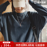 马登女装 美式复古雪尼尔卫衣秋季慵懒套头长袖打底衫休闲圆领上衣 深藏青 M