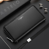 卡帝乐鳄鱼男士钱包大容量商务长款两折票夹多卡位钱夹包礼物