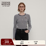 Teenie Weenie小熊秋季正肩修身长袖T恤打底衫白色柔软短款上衣女 深灰色 XS (155)