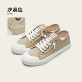 Rockfish帆布鞋女一脚蹬懒人女鞋2025新款秋季防泼水秋款板鞋单鞋 卡其色（懒人款） 35