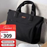 高尔夫GOLF商务公文包男士大容量手提包男15英寸笔记本电脑包轻便休闲单肩斜挎包横款公事包5I768317J黑色