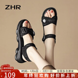 ZHR凉鞋女夏季运动休闲沙滩鞋小香风时尚女鞋 ES02 黑色(凉鞋) 35 