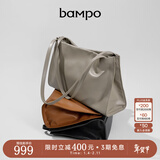 半坡饰族（bampo）女包包新款福瑞方方包头层牛皮大容量轻奢单肩斜挎包元旦礼物 杏子灰【无葫芦简约风】