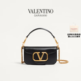华伦天奴VALENTINO[礼物]女士 LOCO 小号牛皮革手袋链条包单肩斜挎手提包 温柔黑 均码