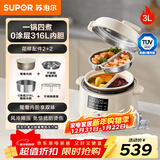 苏泊尔（SUPOR）鸳鸯电压力锅3L 多功能0涂层钢胆2-4人家用 风冷降压电饭煲电炖锅高压锅SY-30YC3001