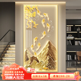 瑞尚（RUISHANG） 入户玄关装饰画带灯LED发光画轻奢现代风正对门客厅竖版抽象壁画 九鱼金山 80*160cm(铝合金框/晶瓷面/无灯)