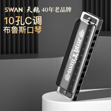 天鹅（SWAN）10孔布鲁斯C调口琴成人学生专业演奏级口琴黑色