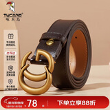 啄木鸟（TUCANO）皮带女新款二层牛皮裤带百搭韩版学生皮带女复古风合金平滑扣腰带