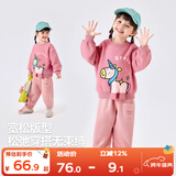 嘟嘟家宝宝卫衣套装秋装潮儿童两件套秋款男童运动服女童童装 粉独角兽