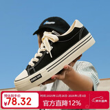 人本2024春秋复古帆布鞋男士休闲百搭经典板鞋韩版潮男鞋 黑色 42