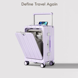 DTA前开盖宽拉杆行李箱女万向轮旅行拉杆皮箱子男薰衣草紫铝框20英寸