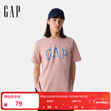 盖璞男女装2025春季新款纯棉字母印花logo短袖T恤上衣美版797924 粉色 XS 美码 S亚洲码175/88A