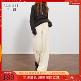 三彩2025冬季新款休闲裤松紧腰宽松直筒裤长裤简约M 奶白色 L 165/72A 165/72A