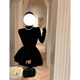 西儿2025早春新款赫本风黑色连衣裙子女装高级感公主蓬蓬裙千金小黑裙 公主蓬蓬裙 M 45-55KG