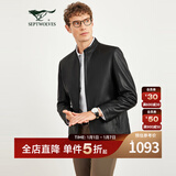 七匹狼真皮皮衣夹克男新款立领哑光面真皮柔软舒适男装衣服男士外套 001(黑色) M 165/84A