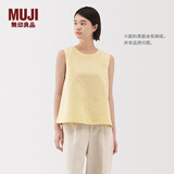 MUJI 女式 汉麻棉无袖罩衫 上衣女款背心坎肩 女装夏季 BC2MRC5S 浅黄色条纹 S （155/80A）