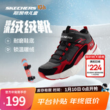 Skechers斯凯奇儿童秋冬休闲男女童二棉鞋轻质加绒保暖靴405222L/302583L 男童/黑色/红色/BKRD 33