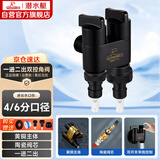 潜水艇（Submarine）F403B一进二出三通角阀黄铜烤漆双把双控单独出水 止水装置 黑色