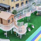 户外无动力游乐设备不锈钢滑梯攀爬网幼儿园小区儿童游乐设施定制 卡其色