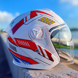 Andes HELMET3c认证电动摩托车头盔男四季女士夏季头盔安全帽四季通用夏天半盔 自由机甲梦【内置遮阳短镜】 均码