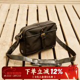玩累了的孩子玩儿·旅人系列·私奔手工弹道尼龙牛皮拼接复古单肩斜挎包 黑色