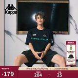 卡帕（Kappa）背靠背运动短袖男款纯棉2025新款夏情侣t恤男士半袖女K0EX2TD01D 高级显白-吸湿/透气-暗夜蓝黑906 XL （尺码推荐适合180/100A）