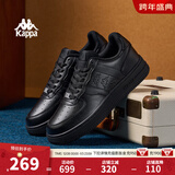 Kappa卡帕男鞋板鞋男冬季新款厚底小白鞋子男百搭休闲鞋情侣跑步运动鞋 黑色 35