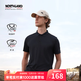 诺诗兰【经典款】春夏户外男式速干短袖T恤吸湿排汗翻领Polo衫 纯黑色-60E男女 XL (180)