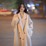 GARNUO毛呢外套女燕麦色小个子秋冬新款高级感赫本风中长款加厚呢子大衣 燕麦色 【常规内里】 S 【80-100斤】