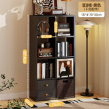 宜搭家居书架钢制格子柜自由组合落地置物架一体靠墙可移动幼儿园书柜 竖8格｜黑色无背板70*137.4cm