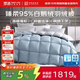 梦洁家纺羽绒被抗菌被子臻柔95%白鹅绒四季被芯（静谧蓝灰）200*230 500g