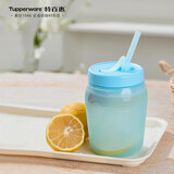 特百惠（Tupperware）吸吸罐550ml女生学生密封带吸管水杯子夏季自制饮品奶昔 天空蓝