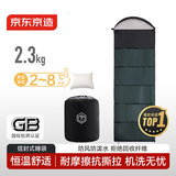 京东京造 信封式睡袋 户外露营防潮柔软贴身恒温加厚保暖冬季 军绿色2.3kg