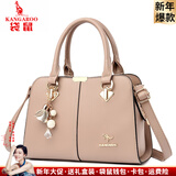 袋鼠卡拉新年女士包包轻奢风2026新款时尚斜挎包生日送中年妈妈真皮手提包 卡其色（礼盒装+手包卡包吊坠）