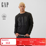 盖璞（GAP）男女装2025秋季新款印花logo抓绒圆领卫衣合身上衣美版542214 黑色 542214 S 美码 M亚洲码175/92A 【偏大，建议拍小一码】