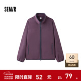 森马夹克男秋冬抗静电外套保暖摇粒绒立领上衣情侣 深紫70411 S