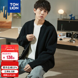 唐狮（TonLion）2023男毛衣针织开衫外套男士复古拉链毛衣 黑色 XL 