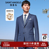 报喜鸟西服套装男士西装【澳洲绵羊毛】轻商务正装时尚上班西装西裤套装 藏蓝色条纹-修身-双开 54 A(190/108) /请备注腰围或裤子